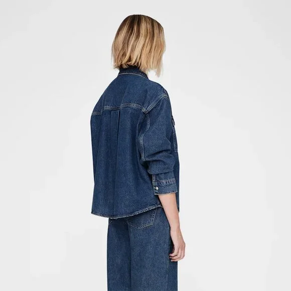 Anine Bing Paxton Denim Blue Shirt Size Small - Picture 3 of 5